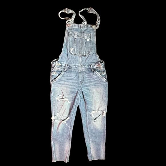 Aero Denim - Aero Aeropostale Overalls Sz S Womens Distressed Busted Knee Tapered Raw Hem